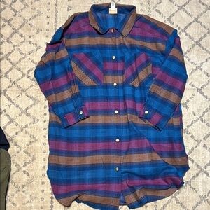 Ruby Rd. Striped long Button-Up Shirt (Shacket) in Blue and Purple